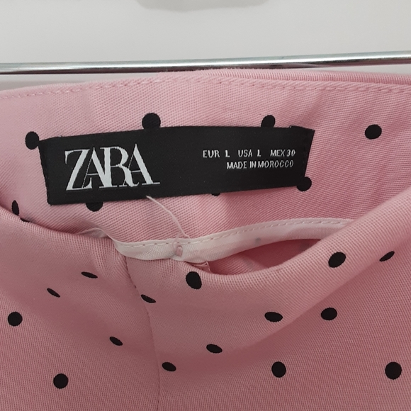 Zara pink polka dot high waist shorts stretch LG - Picture 6 of 10